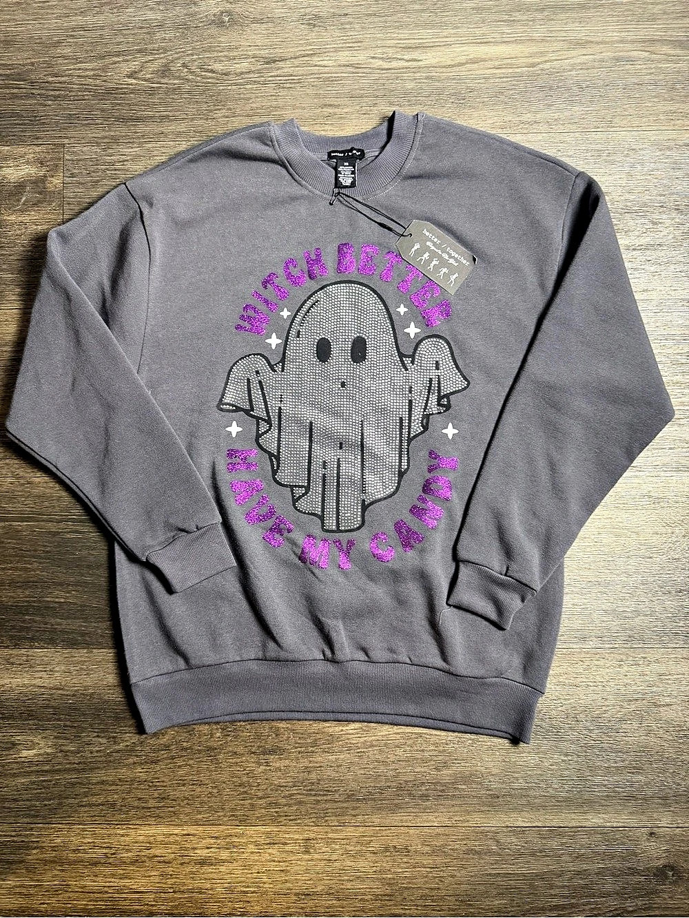 Better Together Graphic Sweatshirt in Gray & Purple with ghost Size XS NWT